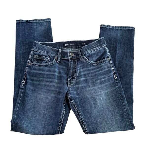 BKE Jake Straight Men’s Darker Wash Distressed Jeans 30 x 30 - Picture 2 of 15